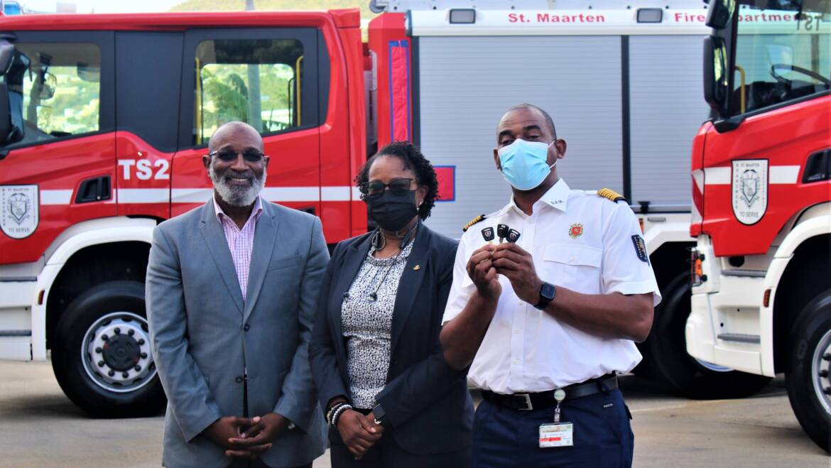 Emergency response capacity of the Sint Maarten Fire Department improved with delivery of three custom-made fire trucks